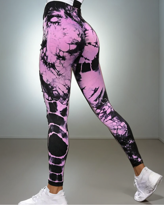 Zephyra | Women’s Tie-Dye Scrunch Leggings – Flow & Form Fit - Purple
