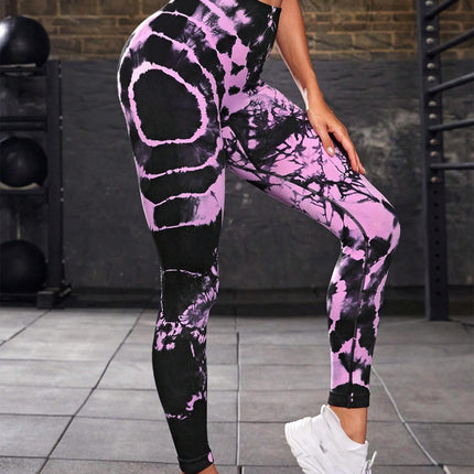 Zephyra | Women’s Tie-Dye Scrunch Leggings – Flow & Form Fit - Purple
