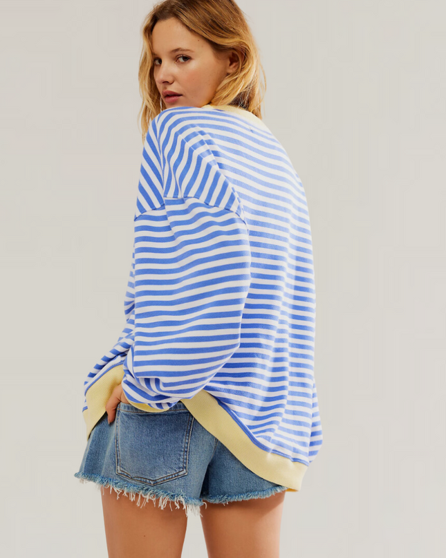 Zoe | Oversized Striped Sweater – Crewneck Pullover