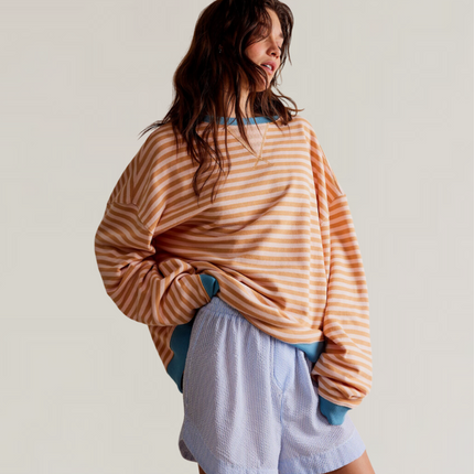Zoe | Oversized Striped Sweater – Crewneck Pullover
