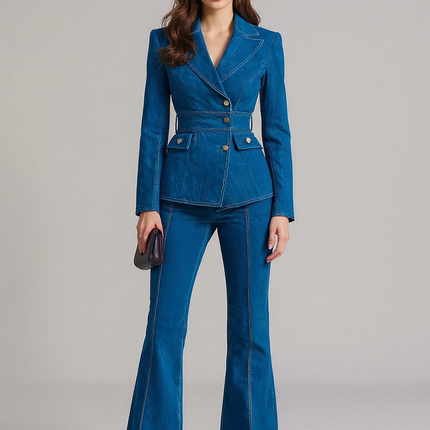 Adeline | Tailored Fit Denim Blazer Co Ord Set Women - Blue / XS(2)