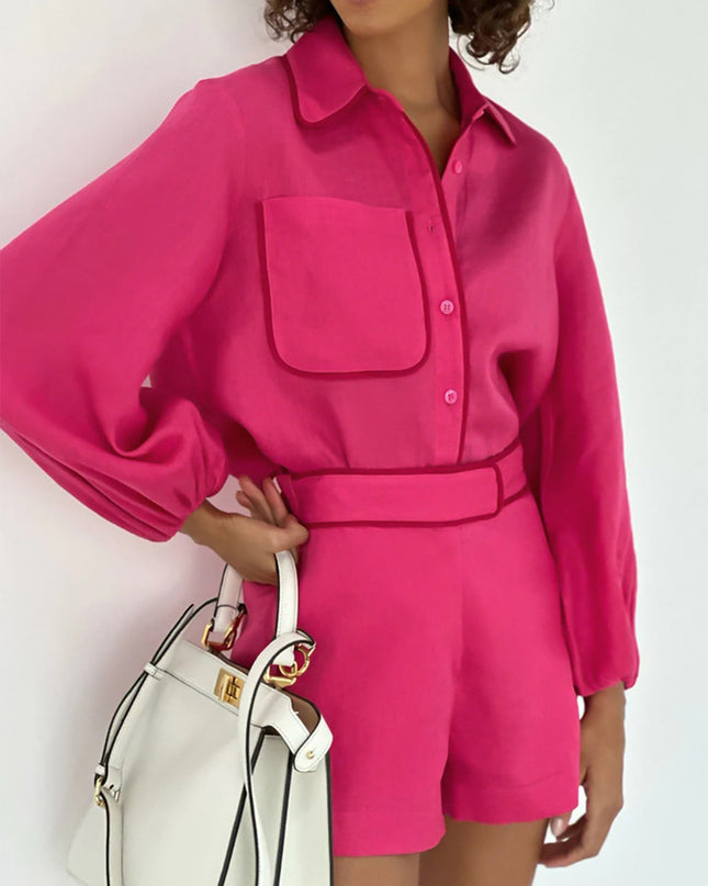 Amelia | Relaxed Fit Contrast Trim Short Set