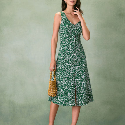 Astrid | Fitted V-Neck Floral Summer Dress