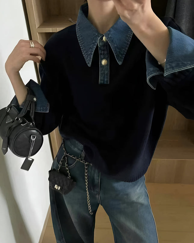 Azure | Panel Lapel Holiday Clothes Sweater