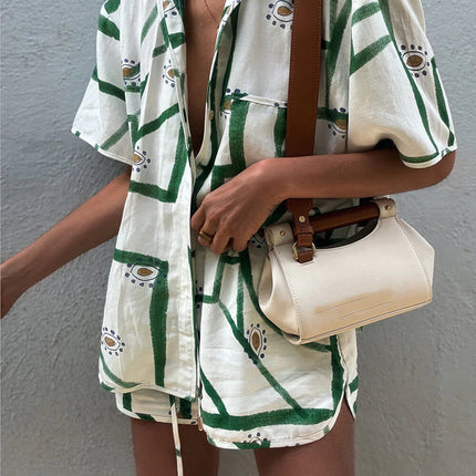 Bella | Relaxed Fit Printed Drawstring Short Set