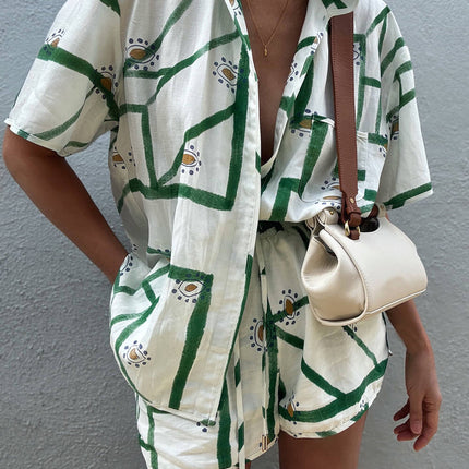 Bella | Relaxed Fit Printed Drawstring Short Set