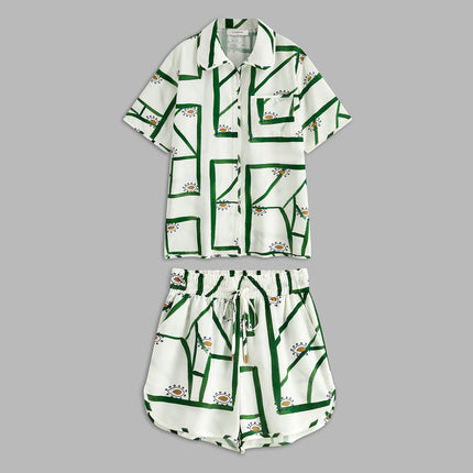 Bella | Relaxed Fit Printed Drawstring Short Set