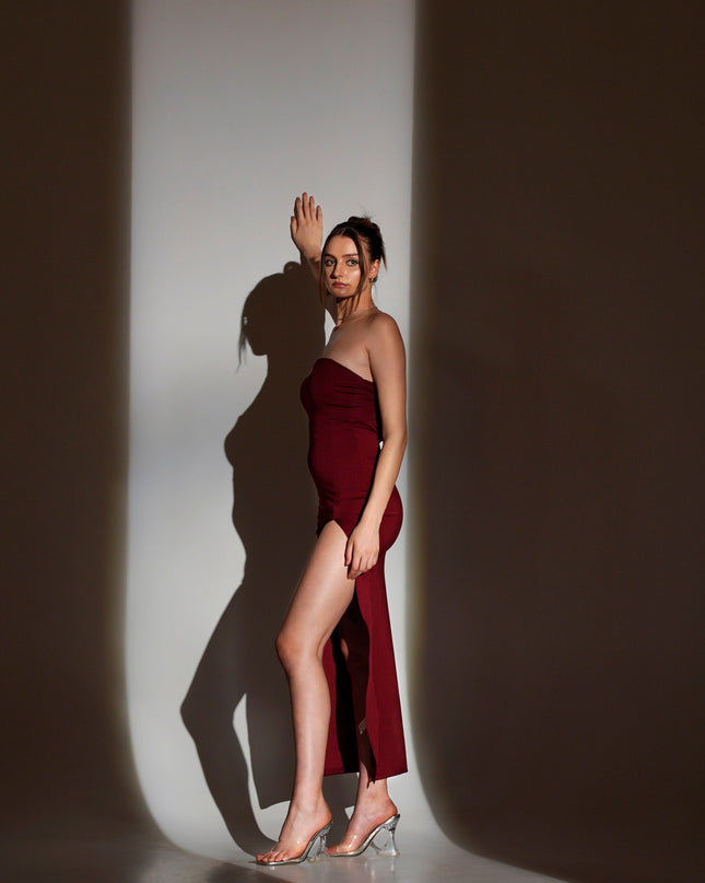 Bellamy | Strapless Fitted Maxi Dress with Front Split