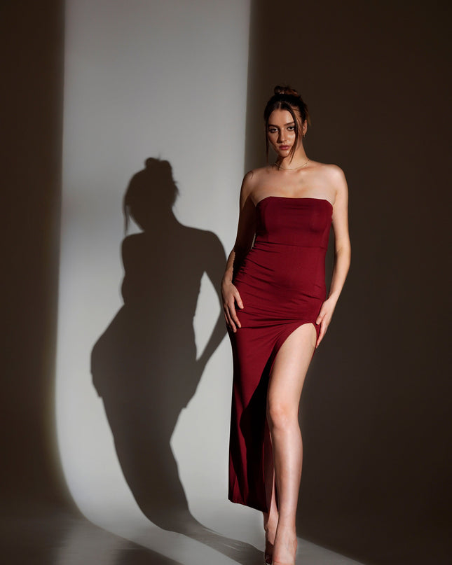Bellamy | Strapless Fitted Maxi Dress with Front Split