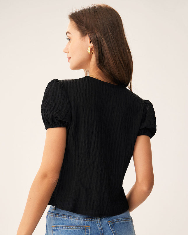 Bijou | Puff Sleeve Jacquard Lace Blouse