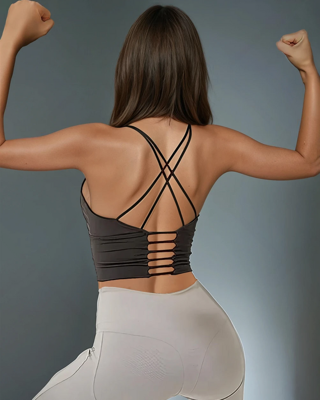 Reeva | Strappy Gym Bra – Elevate Your Activewear - Black