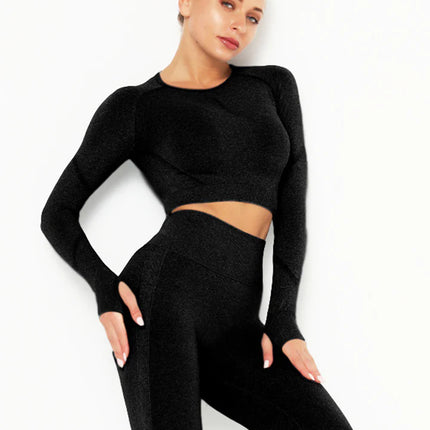 Apex | Long Sleeve Seamless Top – Sleek Performance with Timeless Style - Black