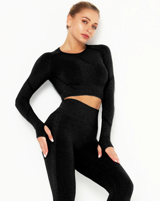 Apex | Long Sleeve Seamless Top – Sleek Performance with Timeless Style - Black