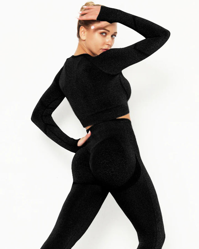 Apex | Long Sleeve Seamless Top – Sleek Performance with Timeless Style - Black