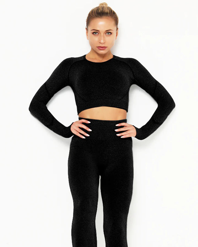 Apex | Long Sleeve Seamless Top – Sleek Performance with Timeless Style - Black