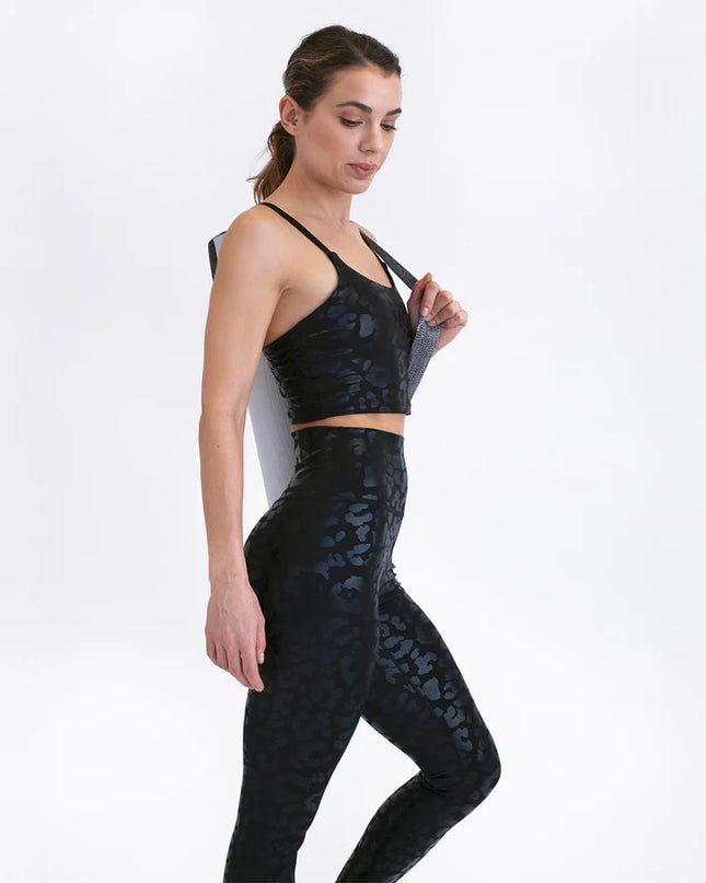 Lume | Crop Top for Women with Metallic Leopard Print