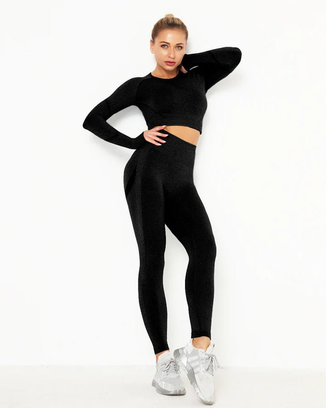 Apex | Long Sleeve Seamless Top – Sleek Performance with Timeless Style - Black