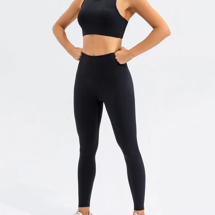 Prism | Sports Bra for Women with High Neckline and Back Cutout – Black