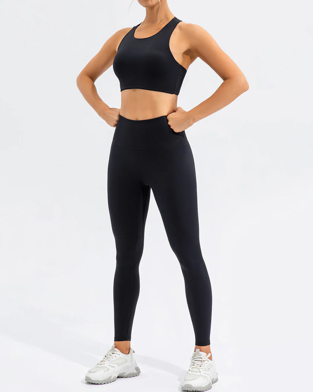 Prism | Sports Bra for Women with High Neckline and Back Cutout – Black
