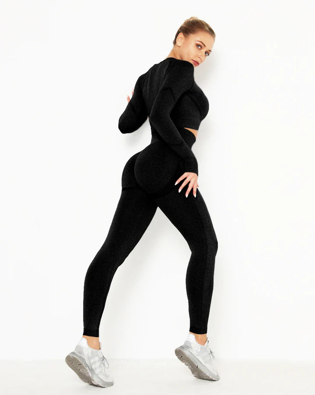 Apex | Long Sleeve Seamless Top – Sleek Performance with Timeless Style - Black