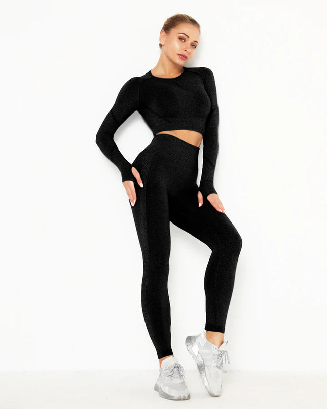 Apex | Long Sleeve Seamless Top – Sleek Performance with Timeless Style - Black