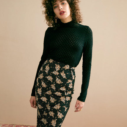 Bridget | Sheer Fit Lace Detail Knit Top