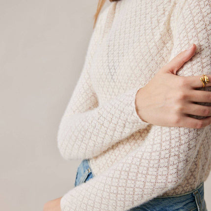 Bridget | Sheer Fit Lace Detail Knit Top