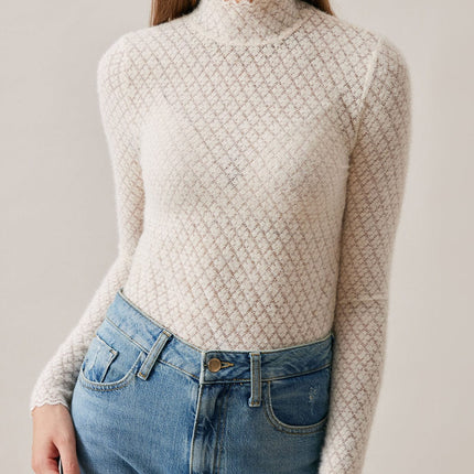 Bridget | Sheer Fit Lace Detail Knit Top