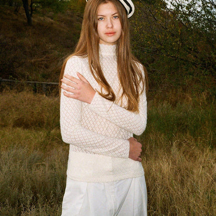 Bridget | Sheer Fit Lace Detail Knit Top