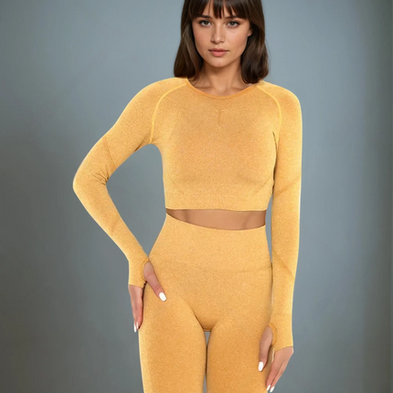 Apex | Long Sleeve Seamless Top – Neutral Elegance Meets Performance - Burly Wood