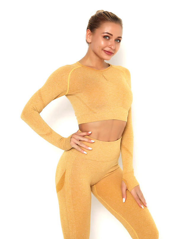 Apex | Long Sleeve Seamless Top – Neutral Elegance Meets Performance - Burly Wood