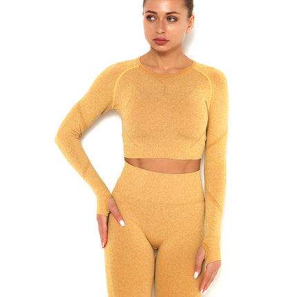 Apex | Long Sleeve Seamless Top – Neutral Elegance Meets Performance - Burly Wood
