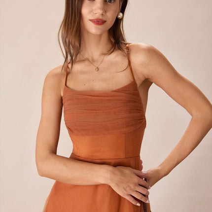 Calla | Flowy Fit Mesh Wedding Guest Midi Dress