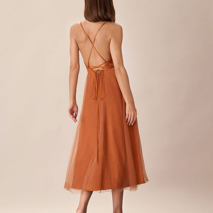 Calla | Flowy Fit Mesh Wedding Guest Midi Dress