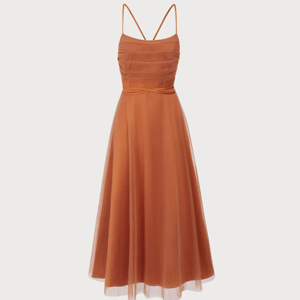 Calla | Flowy Fit Mesh Wedding Guest Midi Dress