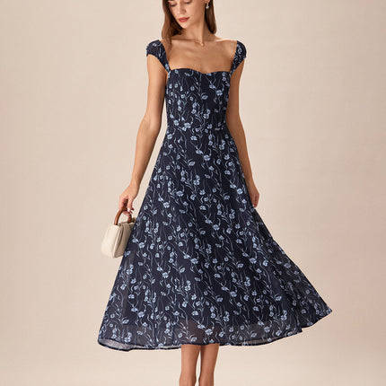 Claire | Fitted Sweetheart Neck Summer Midi Dress