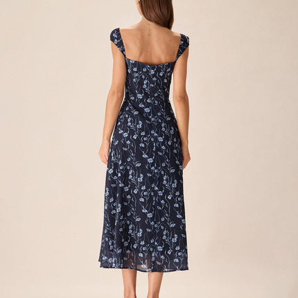 Claire | Fitted Sweetheart Neck Summer Midi Dress