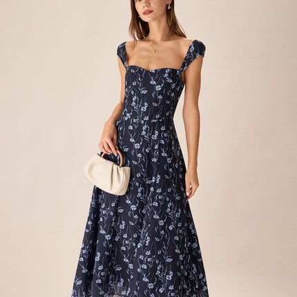 Claire | Fitted Sweetheart Neck Summer Midi Dress