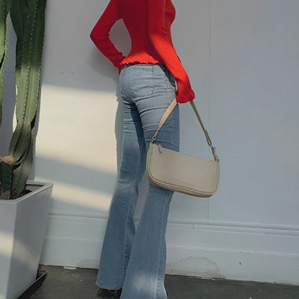 Clarissa | Fitted Ruffled Trim Button-Front Long Sleeve Cardigan