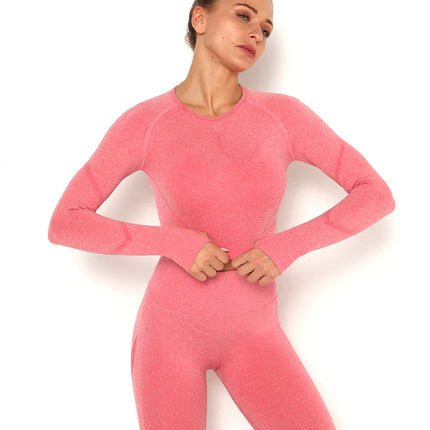 Apex | Long Sleeve Seamless Top – Bold Comfort with Feminine Edge - Light Coral