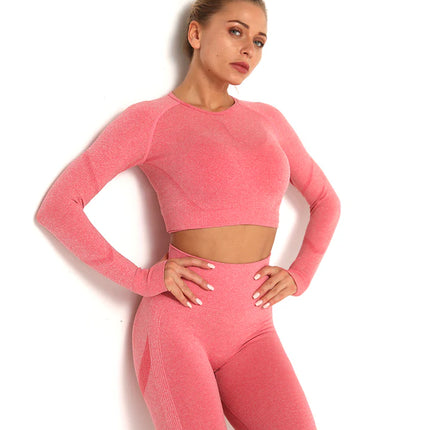 Apex | Long Sleeve Seamless Top – Bold Comfort with Feminine Edge - Light Coral
