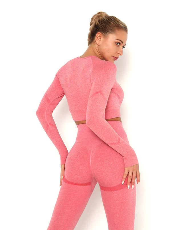 Apex | Long Sleeve Seamless Top – Bold Comfort with Feminine Edge - Light Coral