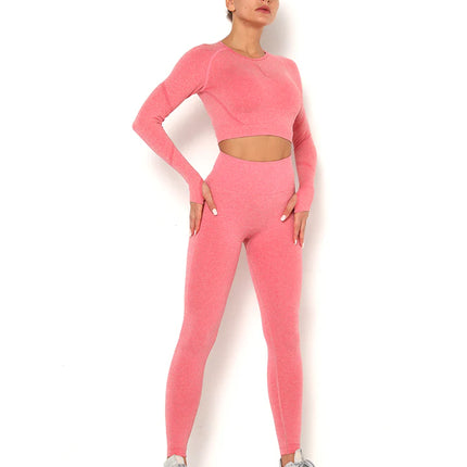 Apex | Long Sleeve Seamless Top – Bold Comfort with Feminine Edge - Light Coral