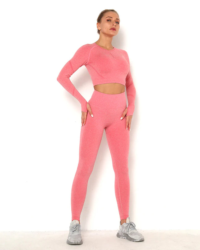 Apex | Long Sleeve Seamless Top – Bold Comfort with Feminine Edge - Light Coral
