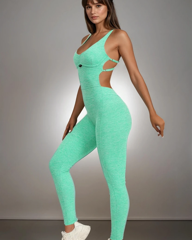 Peak | Women's Seamless Jumpsuit – Trendy & Comfortable Activewear - Cyan