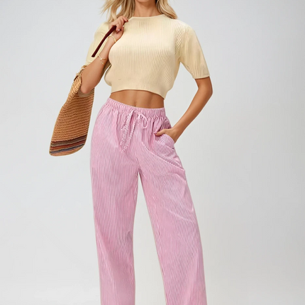 Daphira | Casual Wide-Leg Trousers – Stripe Print 1