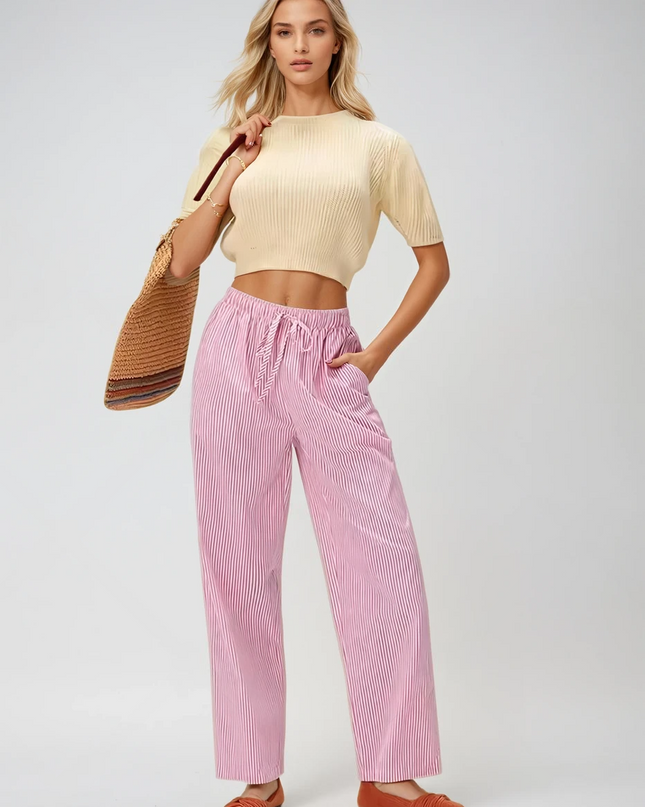 Daphira | Casual Wide-Leg Trousers – Stripe Print 1