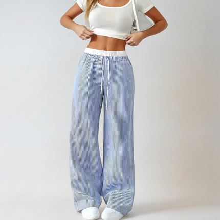 Daphira | Casual Wide-Leg Trousers – Stripe Print 2