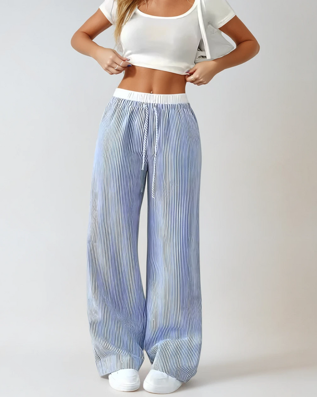 Daphira | Casual Wide-Leg Trousers – Stripe Print 2