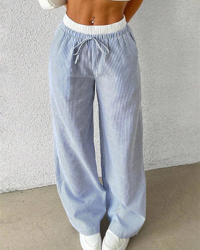 Daphira | Casual Wide-Leg Trousers – Stripe Print 3